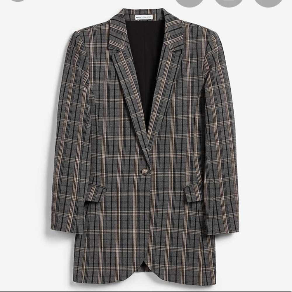 Negin Mirsalehi Plaid Oversized Boyfriend Blazer S